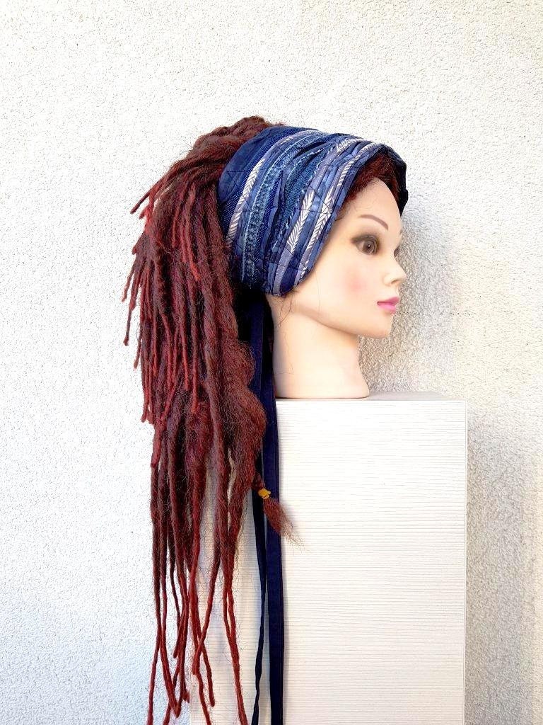 Blaue Stirnband Denim Leiter Wraps Diy Ausgefranste Jeans Kopfbedeckung Boho Hippie Sommer Kopf Wraps Dread Wrap Unixex Dreadlocks Festival von Unikatina