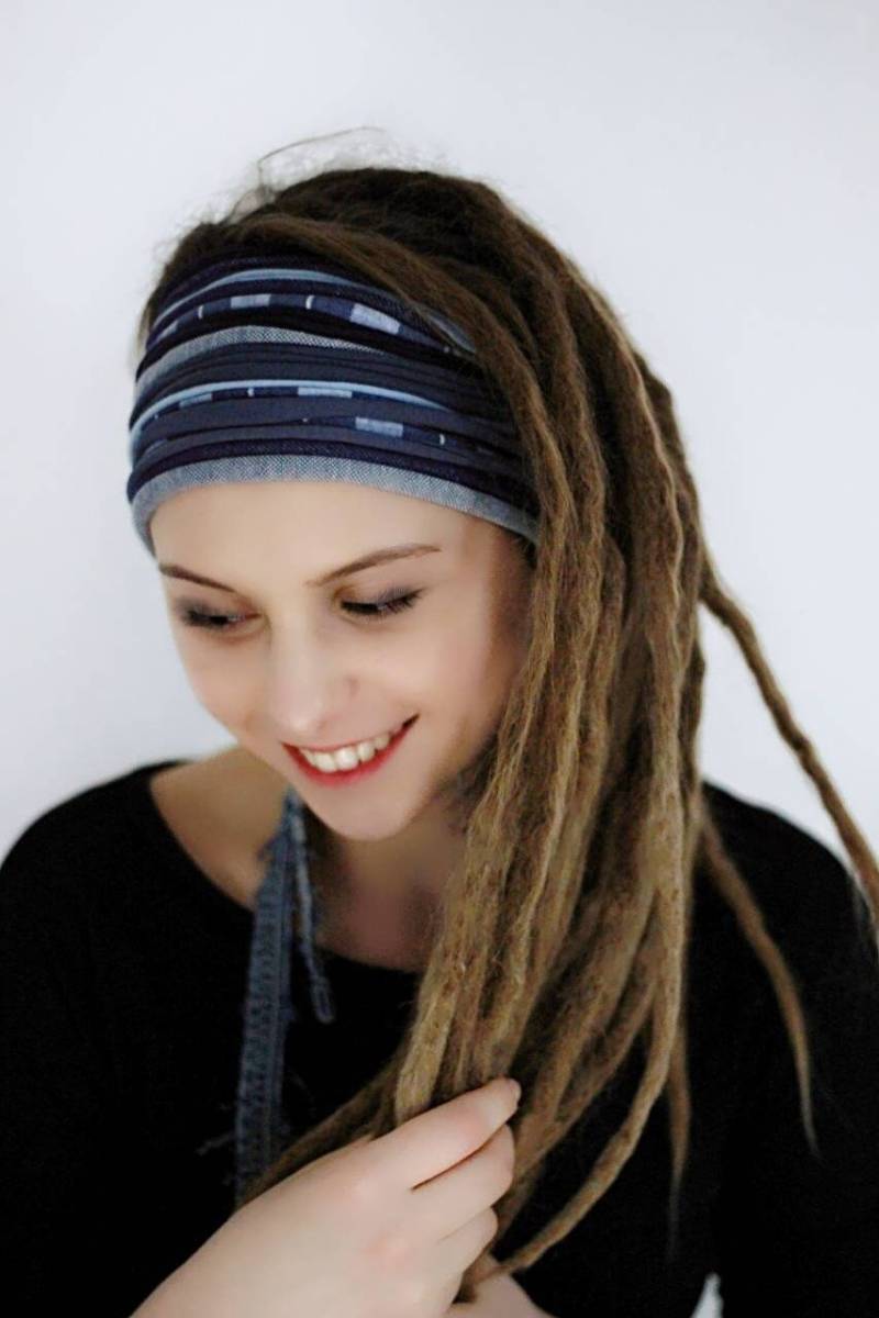 Blaues Stirnband Dreadlock Accessoires Dread Wrap Multistrand Selbst Krawatte Verstellbar Non Slip Diy Jeans von Unikatina