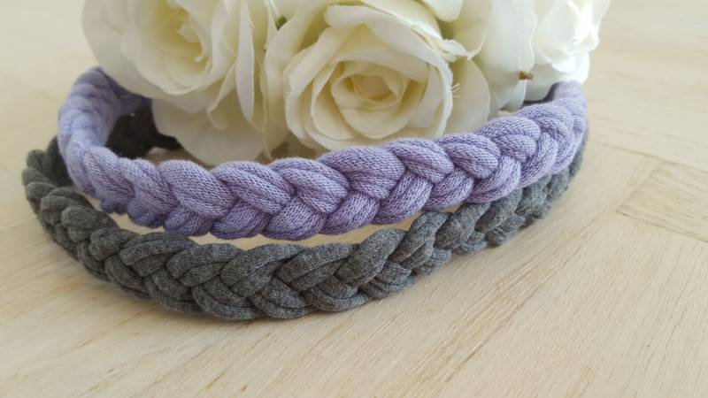 Lavendel Grau Stirnband Geflochtene Boho Hippie Haarband Baumwolle Schweißband Running Workout Haar-Accessoires Lot von Unikatina