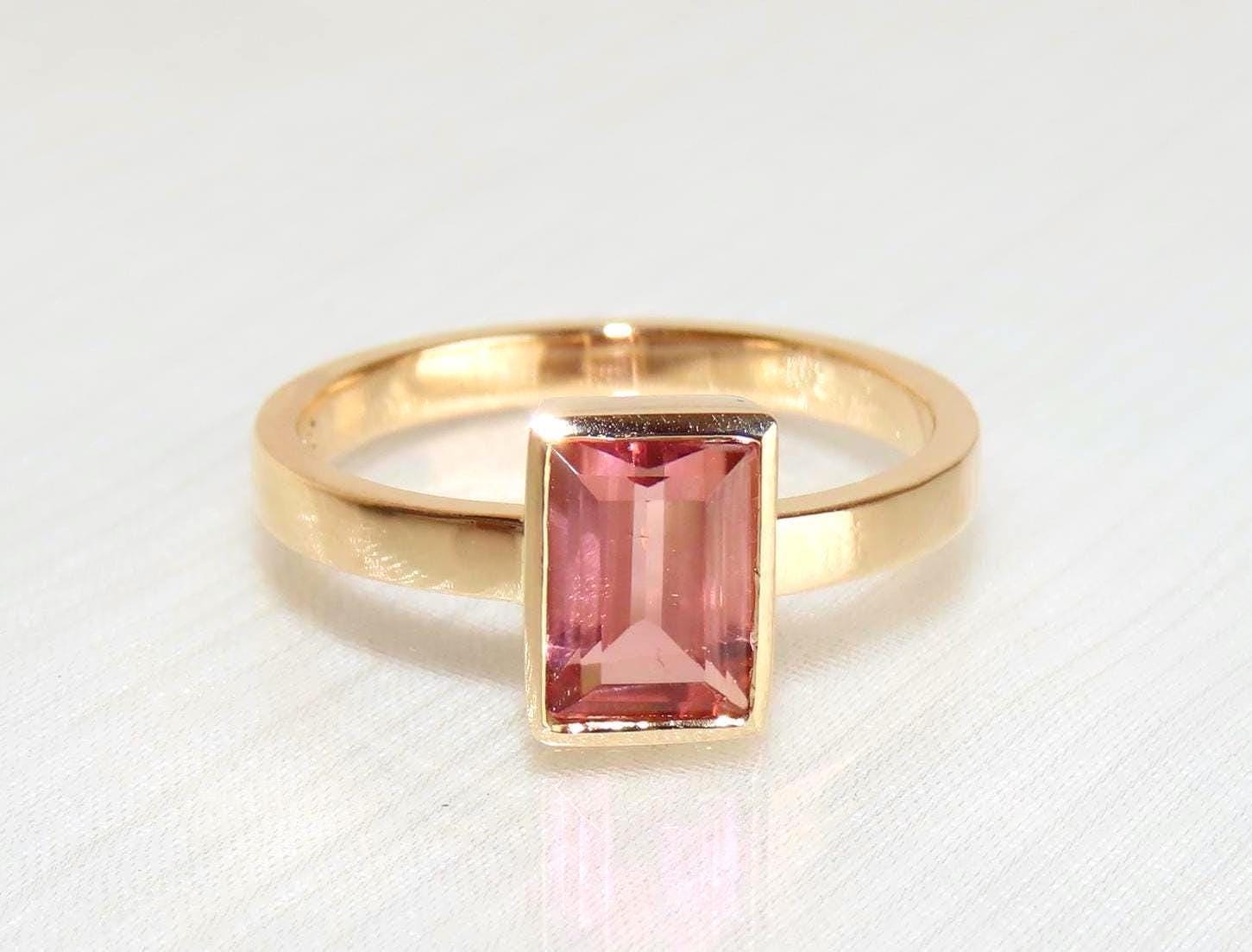 Rosa Peach Turmalin Ring Aus 585 Roségold W 58, Verlobungsring, Unikatschmuck Vom Goldschmied von Unikatmeister