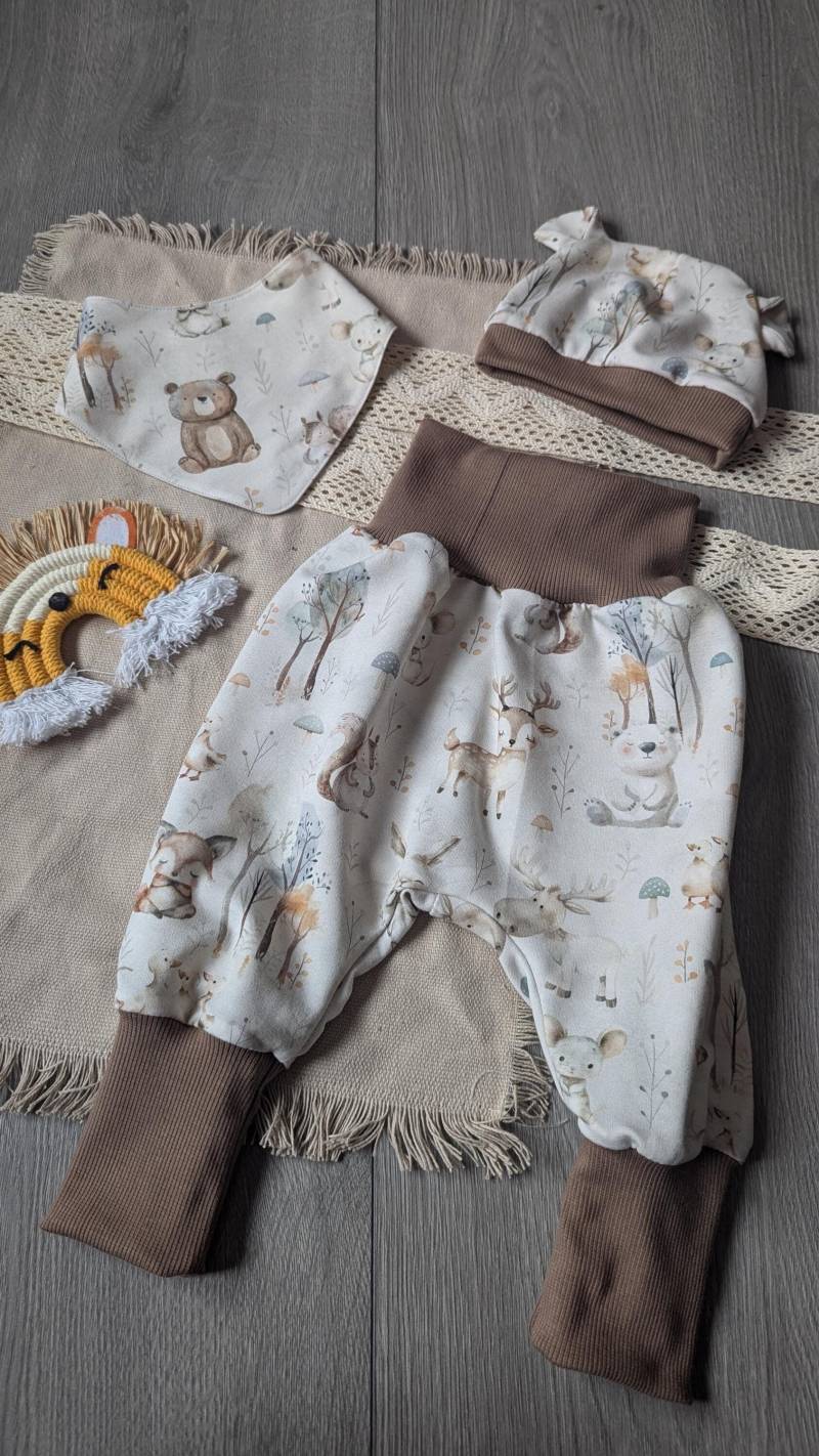 Winter Kinder Set Mit Waldtieren - Hose, Mütze Ohren & Halstuch | Warme Winterkleidung Für von FadenTwist