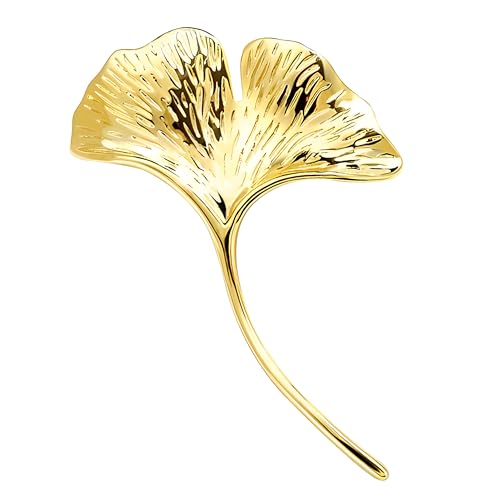 Unimooie Ginkgo Blatt Brosche für Damen Frauen Minimal Gestaltete Ginkgoblätter Brosche Geschenk Schal Mantel Brosche von Unimooie