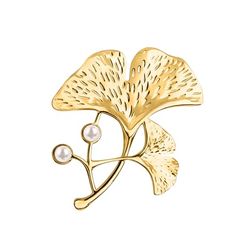 Unimooie Ginkgo Blatt Brosche für Damen Frauen Minimal Gestaltete Ginkgoblätter Brosche Geschenk Schal Mantel Brosche von Unimooie
