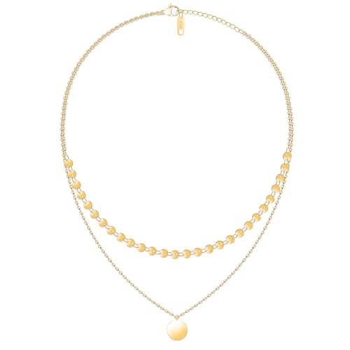 Unimooie Mode und Universelle Halskette Premium Layering Halskette Wasserdicht Beständig Edelstahl Halskette Komfortable und Langlebige Kette Geschenk für Frauen Damen Geburtstage Strände Urlaub von Unimooie