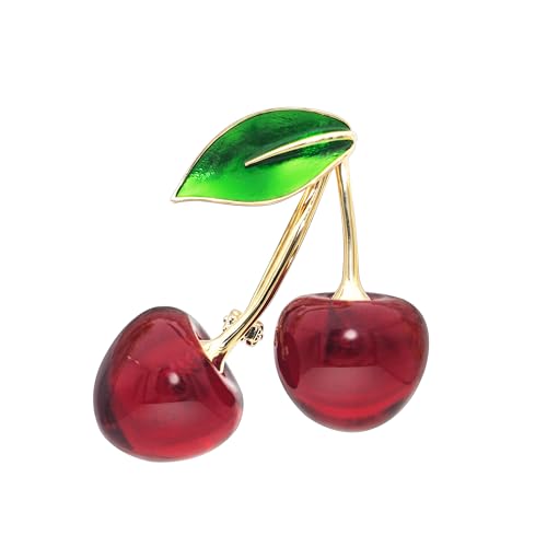 Unimooie Schön Kirschbrosche für Damen Frauen Geburtstag Deko Brosche Geschenk Schal Mantel Brosche von Unimooie