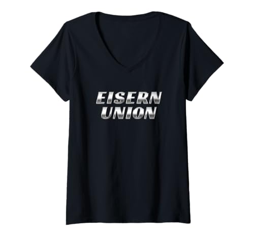 Damen Union Eisern Fußball Kicken Fan Berlin Herren rot Weiss T-Shirt mit V-Ausschnitt von Union Eisern Fussball Kicken Fan Outfit Berlin