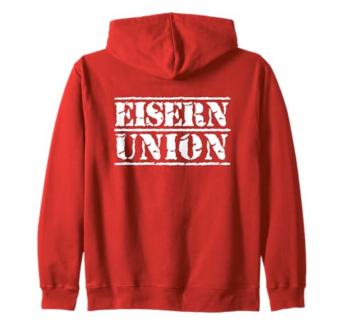 Union Eisern Fußball Kicken Fan Berlin Herren rot Weiss Kapuzenjacke von Union Eisern Fussball Kicken Fan Outfit Berlin