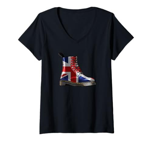 Damen Union Jack Retro Boot Union Jack Flagge Britische Inseln UK Flagge T-Shirt mit V-Ausschnitt Damen Union Jack Retro Boot Union Jack Flagge Britische Inseln UK Flagge T-Shirt mit V-Ausschnitt von Union Jack Flag Boot British Flag Retro UK Culture