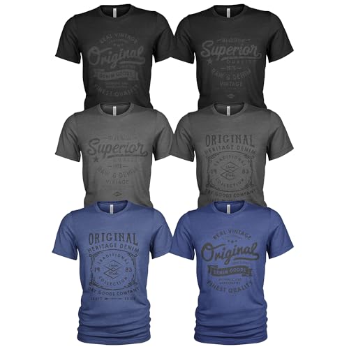 Herren Raw Denim 6er Pack T-Shirt Set Lässiges T Shirt mit O-Ausschnitt Herren Raw Denim 6er Pack T-Shirt Set Lässiges T Shirt mit O-Ausschnitt von Union Made Raw Denim