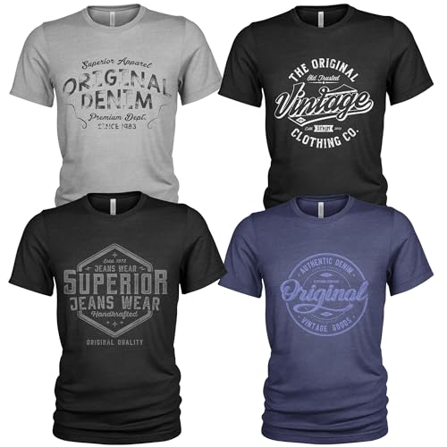 Klassiker Baumwolle Raw Denim 4er Pack T-Shirt Set von Union Made Raw Denim