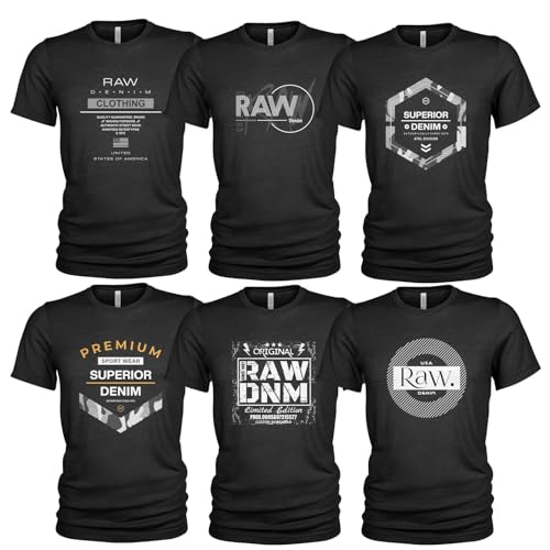 Original Raw Denim 6er Pack T-Shirt Set Lässiges T Shirt mit O-Ausschnitt von Union Made Raw Denim