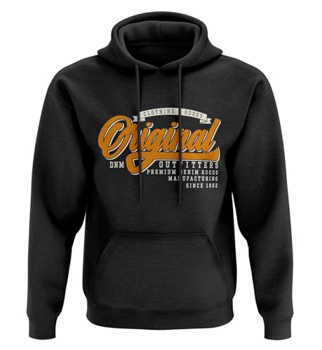 Raw Denim lässiger Hoodie Kapuzenpullover für Herren aus Baumwolle mit Premium-Finish/Auswahl an Designs und Farben von Union Made Raw Denim