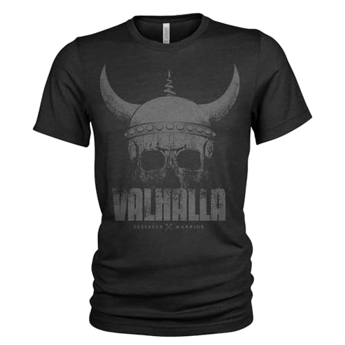 Wikingerhorde Berserker Valhalla Totenkopf Herren Baumwoll-T-Shirt von Union Made Raw Denim