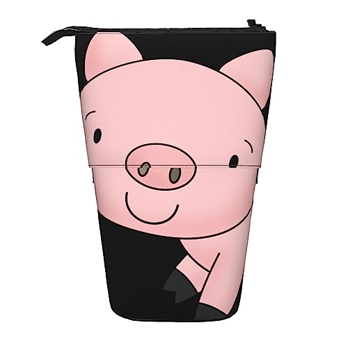 Piggy Print Bleistift Fall Teleskop Stift Tasche Stehend Pop Up Bleistift Halter Mit Reißverschluss Für Büro, Schwarz , Einheitsgröße von Uniond