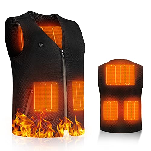 Unipampa Beheizbare Weste Herren, Heizweste Herren, Beheizte Weste Herre Damen, Wärmeweste mit 3 Einstellbar Temperaturfür 5 Heizzonen, Heizjacke USB Lade für Skifahren Außen Sport(Ohne Akku) von Unipampa
