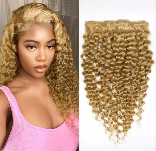 Unipearl Deep Curly Clip in Extensions Echthaar,40cm 16 Zoll 8PCS 100g #27 HonigBlond Haarverlängerung für Frauen Water Wave Remy Hair Extensions Clip in Unipearl Deep Curly Clip in Extensions Echthaar,40cm 16 Zoll 8PCS 100g #27 HonigBlond Haarverlängerung für Frauen Water Wave Remy Hair Extensions Clip in von Unipearl