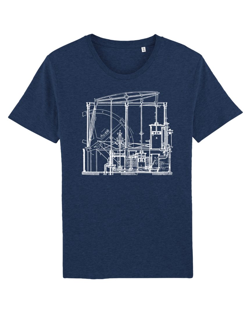 Science-T-Shirt Maschinenbau Modell: Dampfmaschine von Unipolar