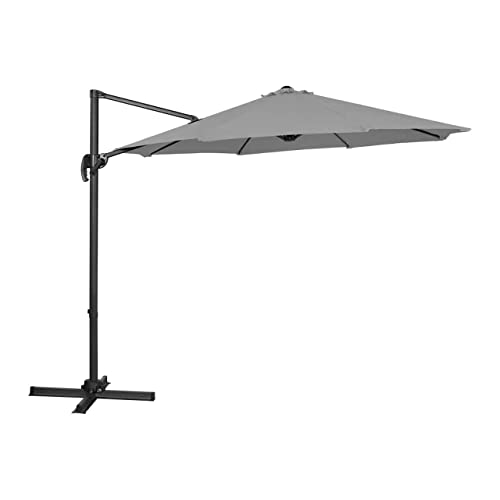 Uniprodo UNI-UMBRELLA-2R300DG-N | Ampelschirm | Sonnenschirm | Dunkelgrau rund Ø 300 cm neig- und drehbar | Gartenschirm | Terrassenschirm | Sonnenschutz für Balkon, Terrasse & Garten | Pendelschirm von Uniprodo