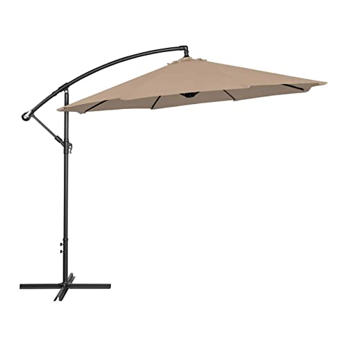 Uniprodo UNI-UMBRELLA-R300TA-N | Ampelschirm | Sonnenschirm | Taupe rund Ø 300 cm neigbar | Gartenschirm | Terrassenschirm | Sonnenschutz für Balkon, Terrasse & Garten | Pendelschirm von Uniprodo