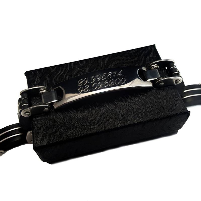 Herren Armband Personalisiert Koordinaten + Id Für Ihn Mit Gravur von UniqJewelryDesigns