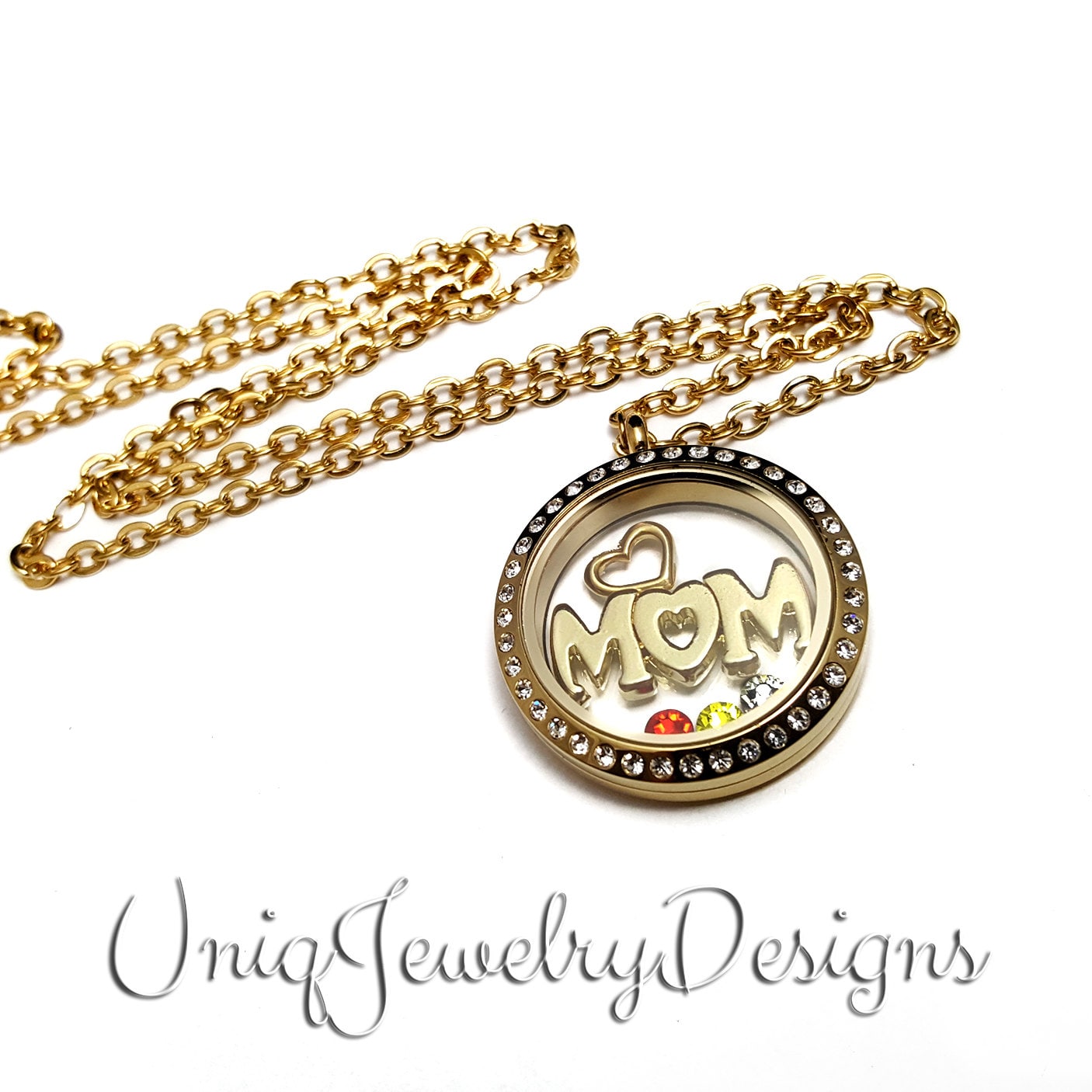 Mütter Floating Locket Halskette - Muttertagsgeschenk Mütter Floating Locket Halskette - Muttertagsgeschenk von UniqJewelryDesigns