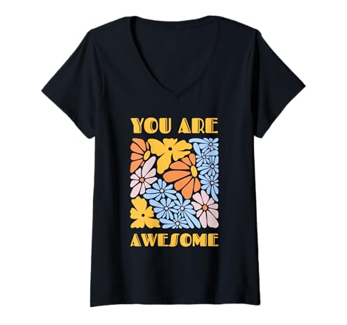 Damen You Are Awesome Boho s für Frauen mit Stil T-Shirt mit V-Ausschnitt von Unique Bohemian s for Wonderful, Women