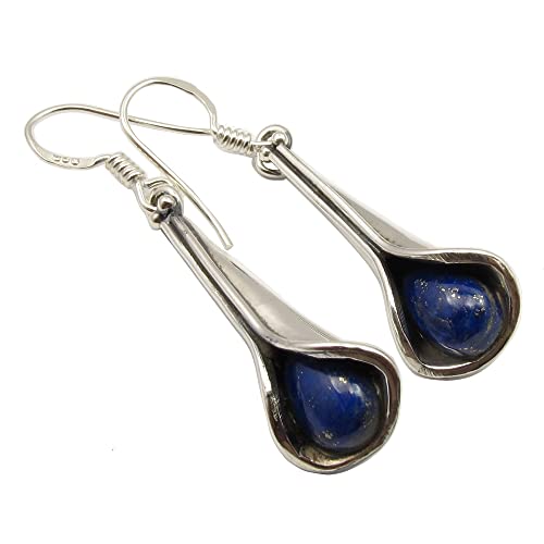 UNIQUE exklusive Jugendstil Ohrhänger echte Lapislazuli Tropfen 3 Karat 925 Sterling Silber nickelfrei in Juweliers- Qualität von Unique Gems