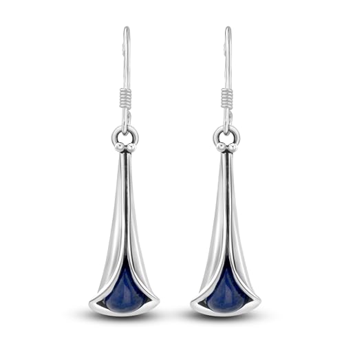 UNIQUE exklusive Jugendstil Ohrhänger echte Lapislazuli Tropfen 3 Karat 925 Sterling Silber nickelfrei in Juweliers- Qualität von Unique Gems