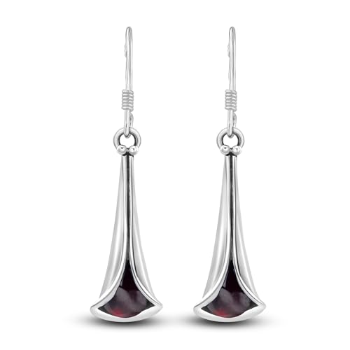 UNIQUE feminine Damen Ohrhänger echte rote Granat Tropfen 3.3 Karat 925 Sterling Silber nickelfrei Ohrringe Juweliers- Qualität von Unique Gems