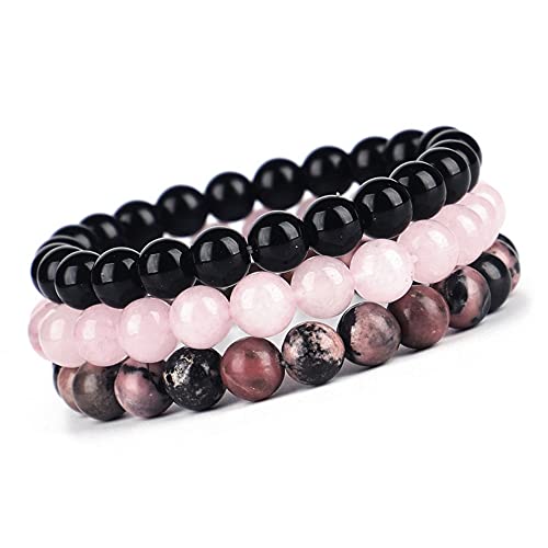 Unique 3 Chakren Damen Armband Agate Rosenquarz Jaspis 8mm Perlen Energiearmband Heilsteine Juweliers Qualität von Unique Gems