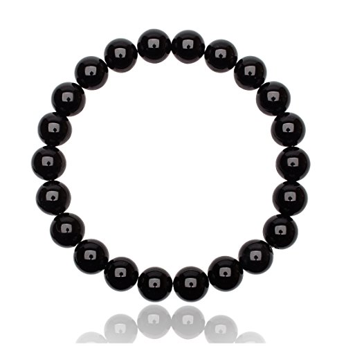 Unique Chakra Buddha schwarze Achat Perlen Armband 8mm Agate Energiearmband Heilsteine unisex dehnbar Juweliers Qualität von Unique Gems