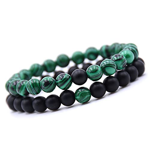 Unique Chakra Duo Armband Malachit und Abrazine Perlen 8mm Energiearmband Heilsteine unisex dehnbar Juweliers Qualität von Unique Gems