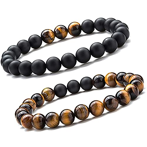 Unique Chakra Duo Unisex Armband Tigerauge Abrazine Perlen 8mm Heilsteine Juweliers Qualität von Unique Gems