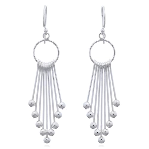 Unique Damen Ohrringe hängend 925 Sterling Silber Stäbchen Ohrhänger 58mm langer Ohrschmuck von Unique Gems