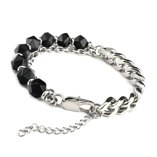 Unique Gems Buddha massives Stainless Steel Armband Black Onyx Tigerauge Obsidian 8mm Energiearmband Herren Juweliers Qualität (Black Onyx) von Unique Gems
