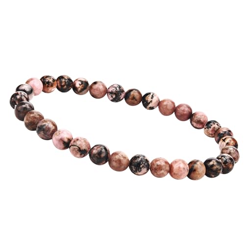 Unique Gems Chakra Armband für Damen und Herren Perlenarmband echte 6mm Naturstein Perlen Kugelarmband Heilsteine in Juweliers Qualität (Rhodonit) von Unique Gems