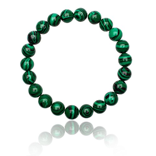 Unique Gems Chakra Kinder Perlenarmband Malachit Ø 6mm Naturstein Kugelarmband elastisch 13cm bis 15cm Juweliers Qualität von Unique Gems