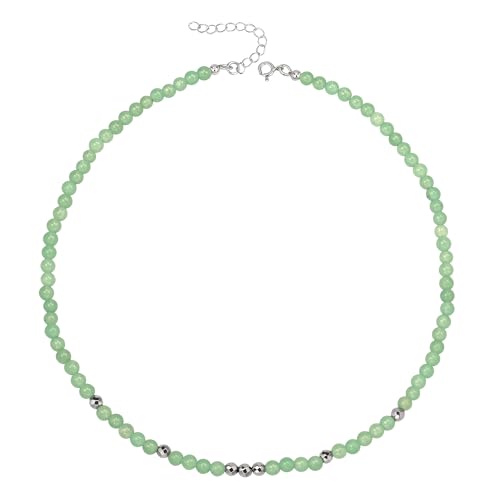 Unique Gems Damen Perlenkette kurz echter Aventurin Ø 4mm rund Edelstein Choker 38cm Hämatit Perlen Halskette Juweliers- Qualität von Unique Gems