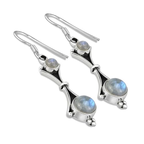 Unique Gems Jugendstil Damen Ohrhänger echter Labradorit 5.2 Karat 925 Sterling Silber nickelfrei in Juweliers- Qualität von Unique Gems
