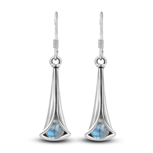 Unique Gems Jugendstil Ohrhänger echte Labradorit Tropfen 3.2 Karat 925 Sterling Silber nickelfrei in Juweliers- Qualität Unique Gems Jugendstil Ohrhänger echte Labradorit Tropfen 3.2 Karat 925 Sterling Silber nickelfrei in Juweliers- Qualität von Unique Gems