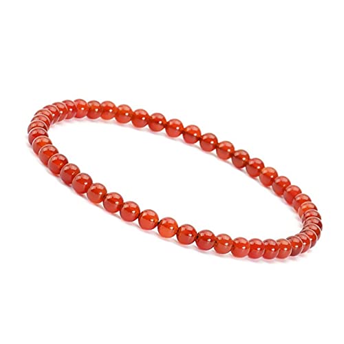 Unique Gems dezentes Rote Agate Edelstein Damen Armband Ø 4mm Chakra Perlen Buddha Schutzarmband von Unique Gems