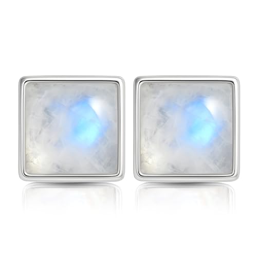 Mondstein Ohrstecker Silber 925 by Unique Gems Ø 8mm 925 Sterling Silber Damen Ohrringe (Mondstein #2) von Unique Gems