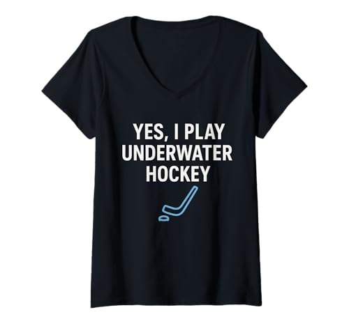 Damen Unterwasserhockey Fan Puck Yeah Cooler Than Regular Hockey T-Shirt mit V-Ausschnitt von Unique Hobby Gift Aquatic Hockey Club Water Sport