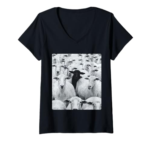 Damen EIN Cooles schwarzes Schaf in der Herde - Verschiedene Schafe individuell T-Shirt mit V-Ausschnitt Damen EIN Cooles schwarzes Schaf in der Herde - Verschiedene Schafe individuell T-Shirt mit V-Ausschnitt von Unique Individuals different to the crowd