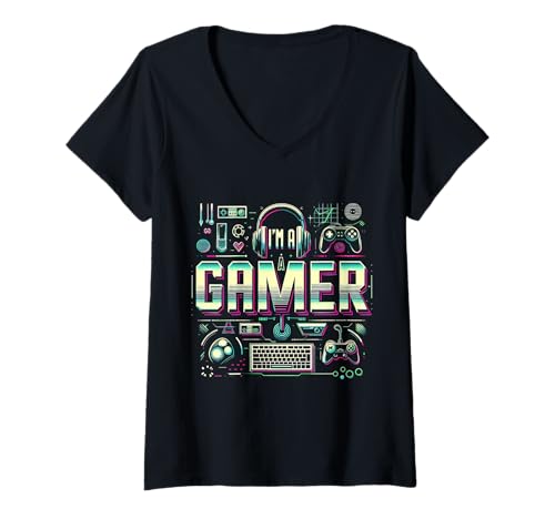 Damen Gaming-Legende SAGT, ich Bin EIN Gamer T-Shirt mit V-Ausschnitt Damen Gaming-Legende SAGT, ich Bin EIN Gamer T-Shirt mit V-Ausschnitt von Unique Pixel Pulse apparels