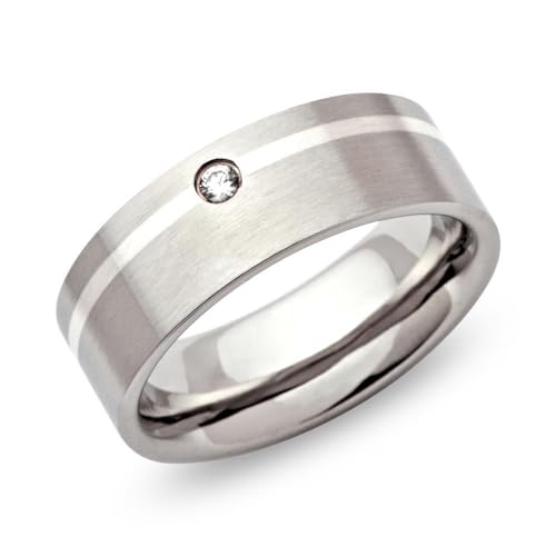 Unique Moderner Edelstahlring Silber Zirkonia 7mm - R9117cz von Unique