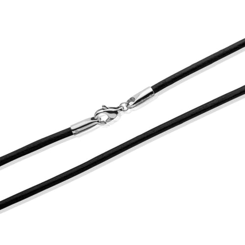 Unique Sports Schöne Lederkette schwarz echt glatt LN0009 (Länge: 50cm) von Unique Sports