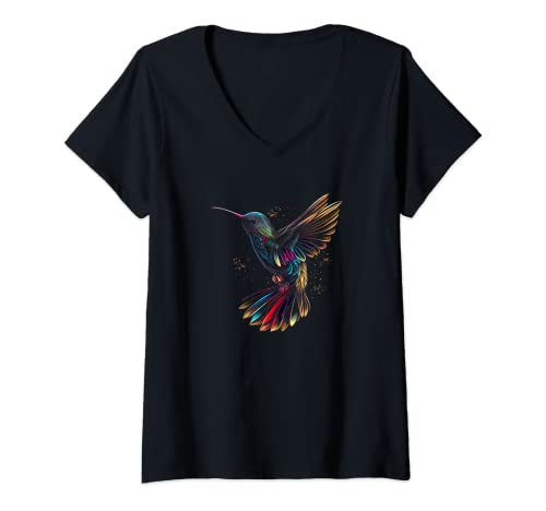 Damen Kolibri T-Shirt mit V-Ausschnitt von Unique Threads