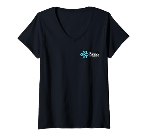 Damen React Framework Gear | Webentwickler-Codierung T-Shirt mit V-Ausschnitt von Unique