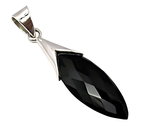 Unique Gems Jugendstil Damen Kettenanhänger schwarzer Onyx Tropfen 8.6 Karat 925 Sterling Silber Juweliers- Qualität von Unique Gems